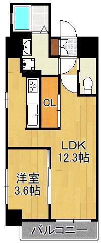 ERDE三萩野(1LDK/6階)の間取り写真