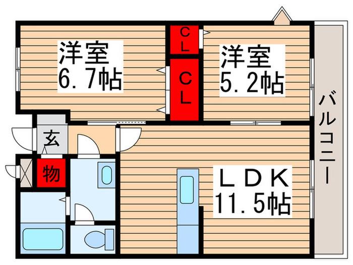 サンモールIII(2LDK/2階)の間取り写真