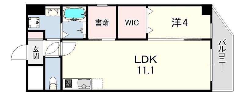 E-C EST BIEN灘(1LDK/5階)の間取り写真