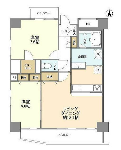 プライムアーバン西日暮里(2LDK/8階)の間取り写真