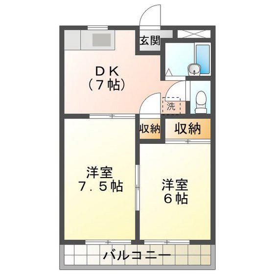 アクティブシティB(2DK/2階)の間取り写真