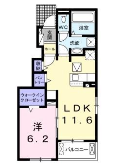 RISE LIGHT(1LDK/1階)の間取り写真