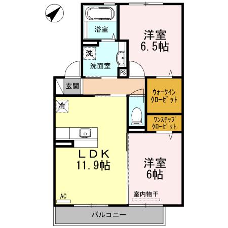 アンジュール(2LDK/2階)の間取り写真
