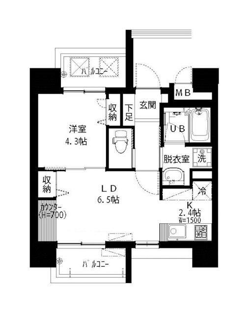 ブランシュール北町(1LDK/9階)の間取り写真