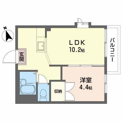 グランパティオ北上A(1LDK/2階)の間取り写真