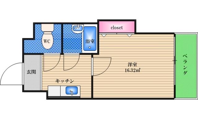 シンパシー京橋(1K/3階)の間取り写真