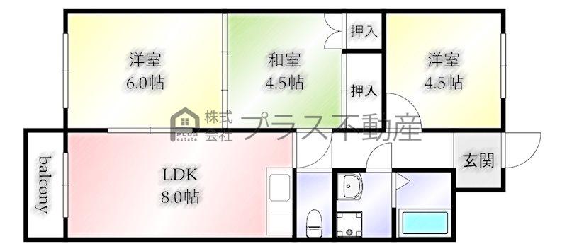 サンスカイコーポ(3LDK/1階)の間取り写真