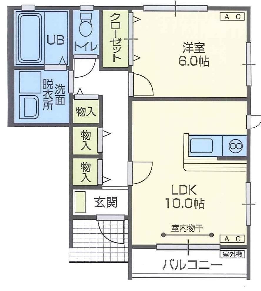 グランクロス道形(1LDK/1階)の間取り写真