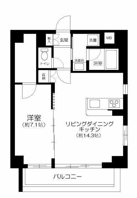 ウィスタリア調布(1LDK/6階)の間取り写真