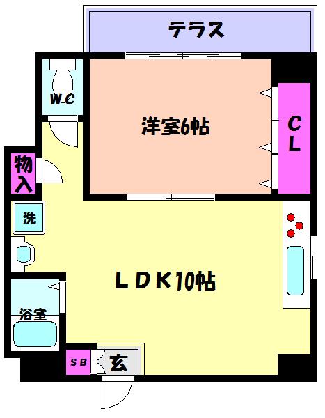 ライフェスト御影パートI(1LDK/1階)の間取り写真