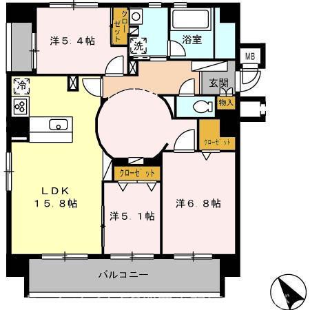 パルミラ東町(3LDK/3階)の間取り写真