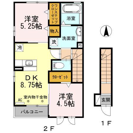 ル・アンジュ(2DK/2階)の間取り写真