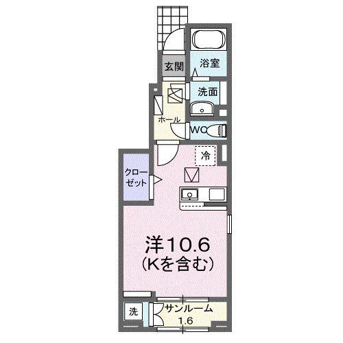 ラ・カサ・デ N(ワンルーム/1階)の間取り写真