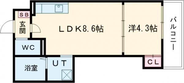 AXIA CITY 神戸松原(1LDK/1階)の間取り写真