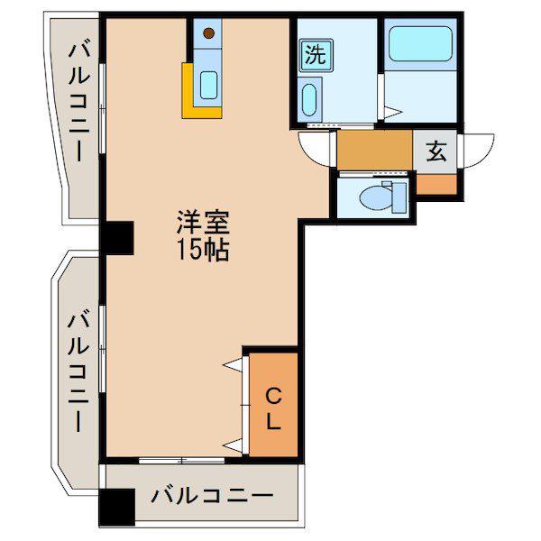 長崎電軌本線 平和公園駅 徒歩9分 5階建 築21年(ワンルーム/2階)の間取り写真