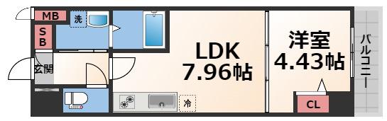 ドムス吉田(1LDK/8階)の間取り写真