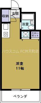 ガーデン弁天町(ワンルーム/7階)の間取り写真