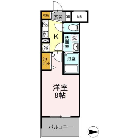 D-ROOM早稲田(1K/9階)の間取り写真
