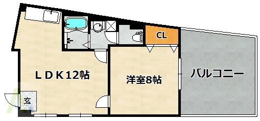 マリン駒ヶ林南棟(1LDK/3階)の間取り写真