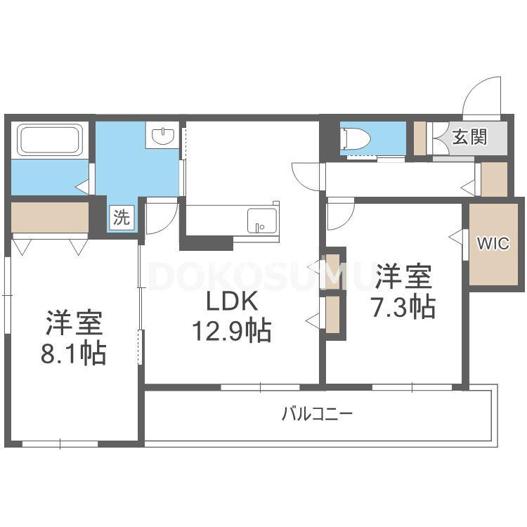 シルフィードうめきた(2LDK/1階)の間取り写真