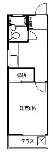 第二コーベ(1K/1階)の間取り写真