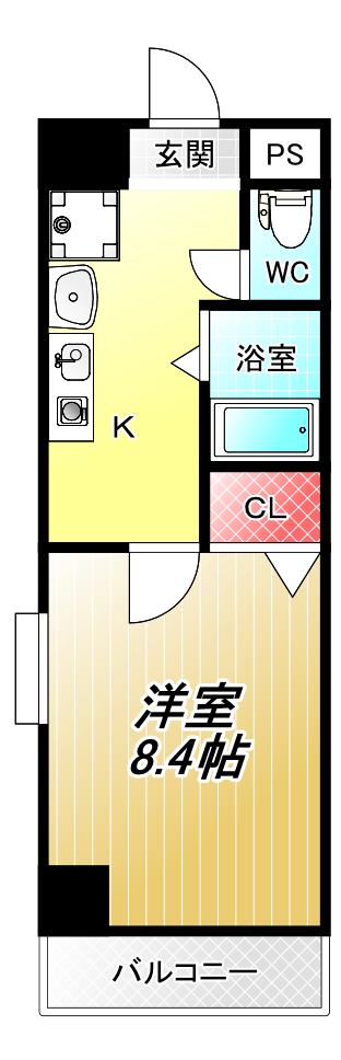 YHS光町(1K/9階)の間取り写真