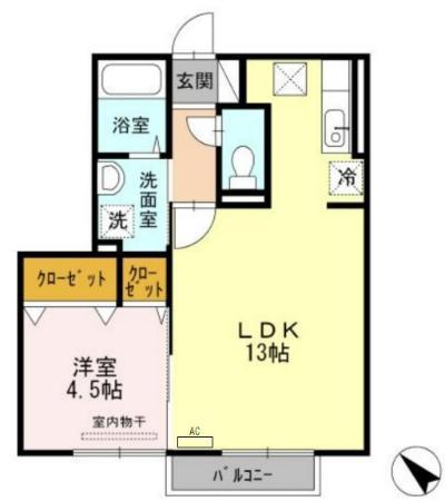 サンモールスクエア(1LDK/1階)の間取り写真