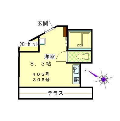 ウエストリバー宮崎台(ワンルーム/4階)の間取り写真