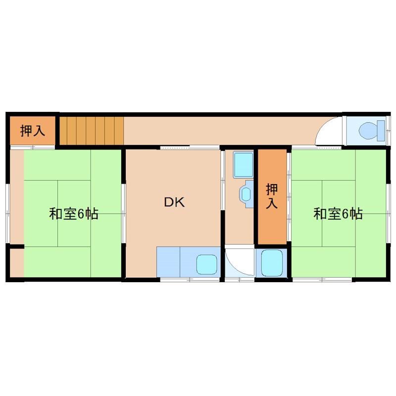阪神本線 杭瀬駅 徒歩10分 2階建 築62年(2DK/2階)の間取り写真