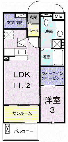 サンリットヒルみづき(1LDK/1階)の間取り写真