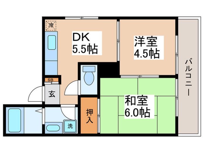 ユニーブル高城(2DK/7階)の間取り写真