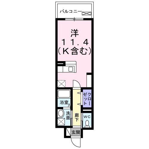デスパシオ(ワンルーム/4階)の間取り写真