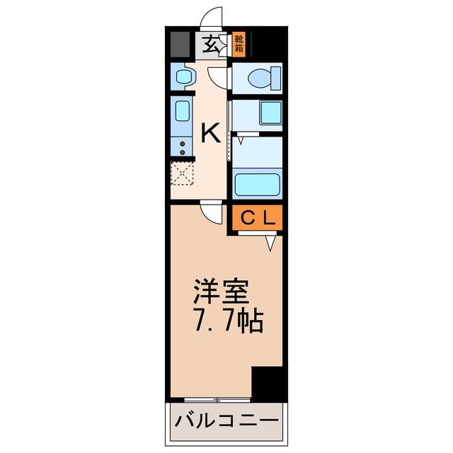 WILL DO 勝川(1K/6階)の間取り写真