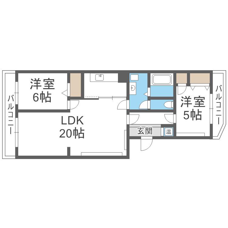 パスコマンション高宮(2LDK/2階)の間取り写真