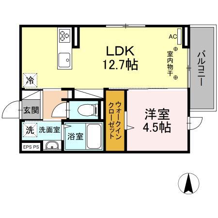 コンフォート西条(1LDK/2階)の間取り写真
