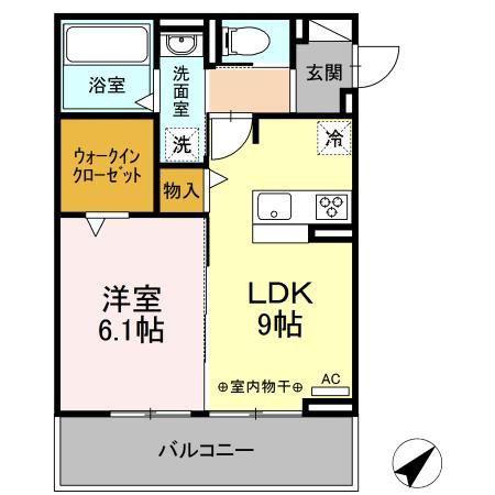 タウンコートIII(1LDK/2階)の間取り写真