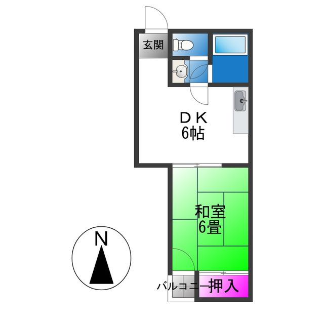 NOAハイツ高井田(1DK/5階)の間取り写真