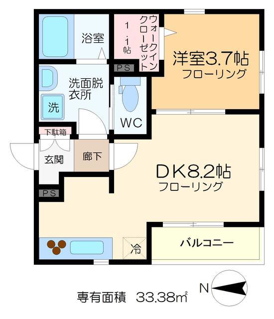 プランドール東向島(1DK/1階)の間取り写真