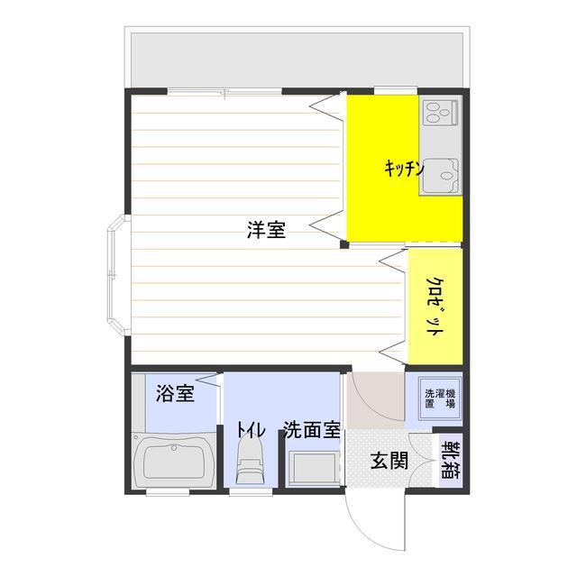 ルミエールNARITA(1K/1階)の間取り写真