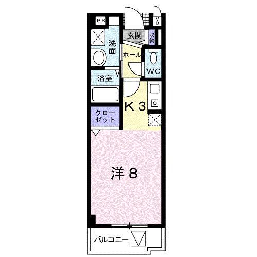 シールド青葉(1K/2階)の間取り写真