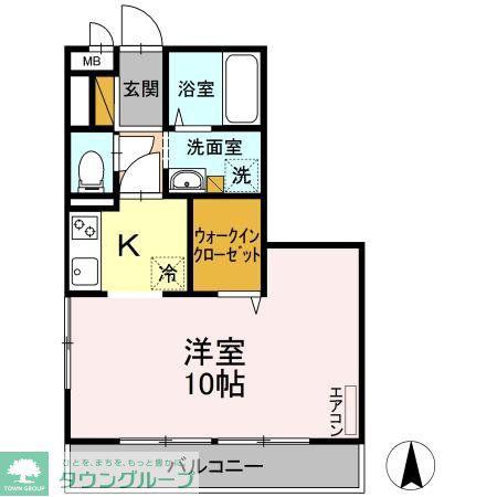 アルファタウン天王台A(1K/2階)の間取り写真