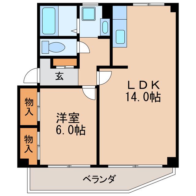 ユーハウス白壁(1LDK/1階)の間取り写真