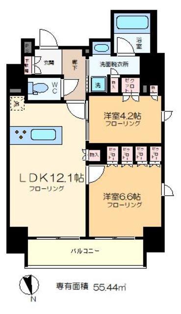アトラス秋葉原CALMODE(2LDK/11階)の間取り写真