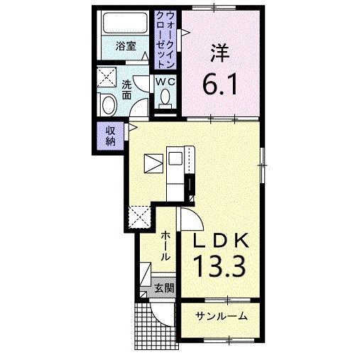 MAISON DU REVE(1LDK/1階)の間取り写真