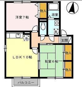 シェソワB(2LDK/2階)の間取り写真