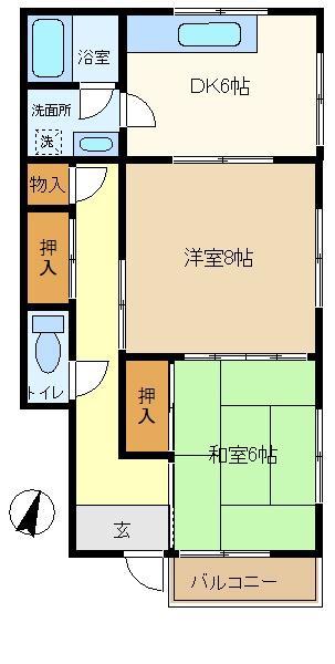 コーポエルベール(2DK/1階)の間取り写真