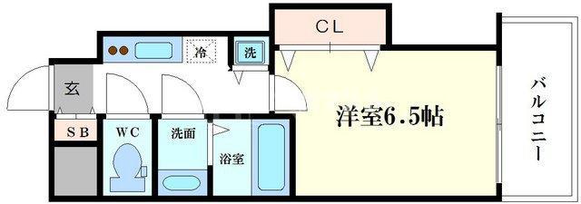 LC難波ミラージュ(1K/6階)の間取り写真