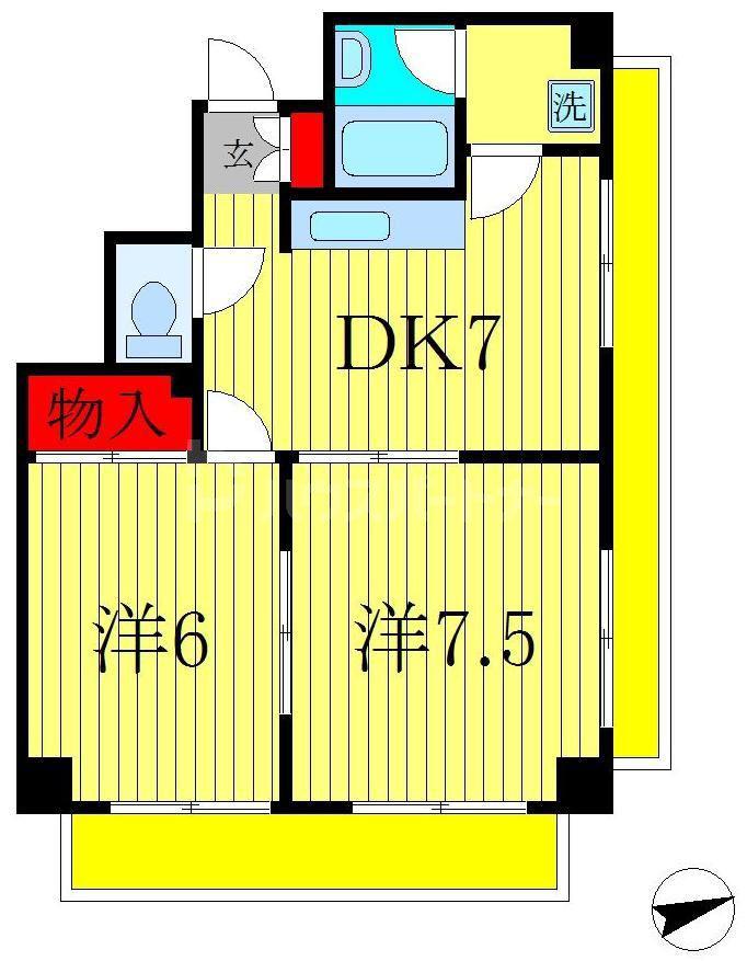 ニューパレス馬橋(2DK/2階)の間取り写真