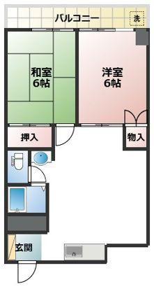第一和光ビル(2LDK/4階)の間取り写真