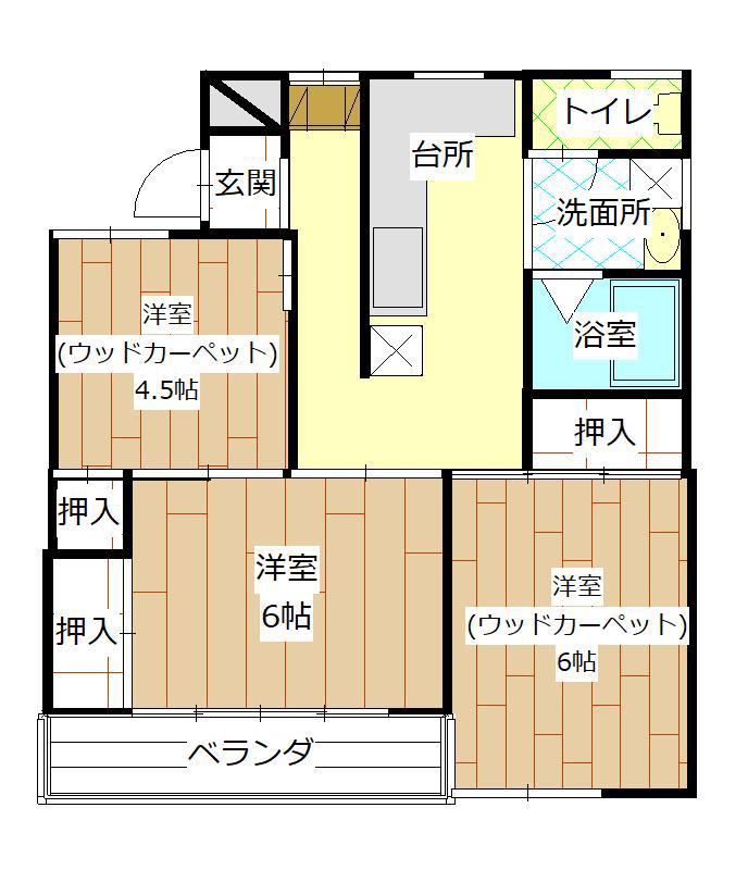 村山ビル(3DK/2階)の間取り写真